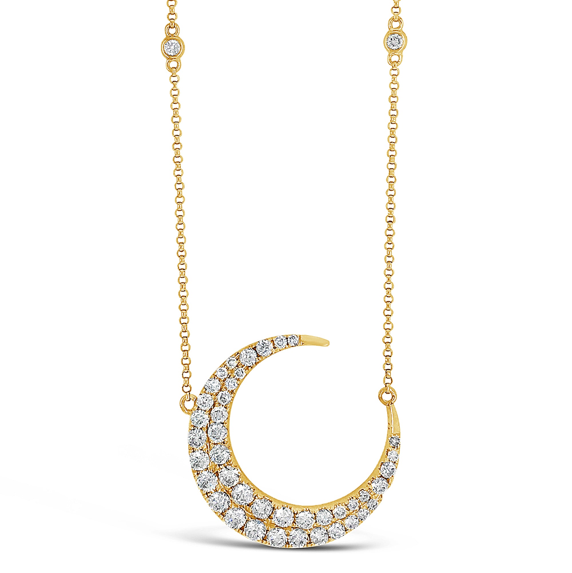 Yellow Gold Diamond Moon Necklace